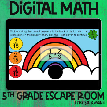 Preview of Grade 5 St. Patrick's Day Digital Math Escape Multiplying & Dividing Fractions