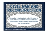 Grade 5 TN SS Standards Posters - Civil War and Reconstruction