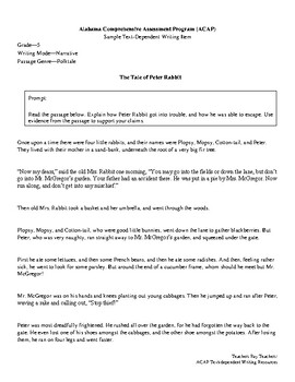 Preview of Grade 5_Tale of Peter Rabbit_Narrative_ACAP Text-Dependent Writing Prompt_5N.25