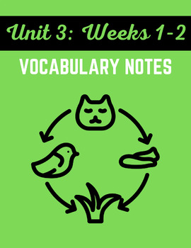 Preview of Grade 5 Unit 3 Wks 1-2 Vocab NOTES / Nat Geo / Reach / Food Chains and Webs