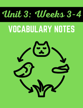 Preview of Grade 5 Unit 3 Wks 3-4 Vocab NOTES / Nat Geo / Reach / Food Chains and Webs