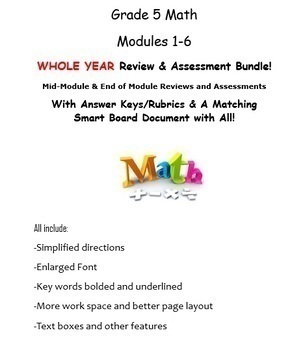 Preview of Grade 5, WHOLE YEAR Modules 1-6, Mid & End of Mod Reviews & Assessments BUNDLE!