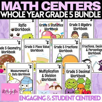 Preview of Grade 5 Whole Year Math Centers Bundle - Review all Common Core Standards