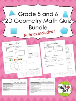 Preview of Grade 5 and 6 2D Geometry Math Quiz/Test BUNDLE (4 in total)