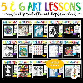Grade 5 and Grade 6 Art Lesson and Art Worksheet Bundle by Kerry Daley