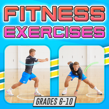 Preview of Grade 6-10 PE Fitness Exercises: Workout tasks with equipment (slides + videos)