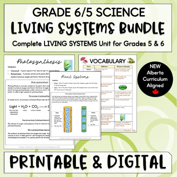 Preview of Grade 6/5 Living Systems Unit BUNDLE - NEW Alberta Curriculum - Science 5 and 6