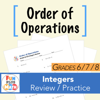 Preview of Grade 6/7/8 Order of Operations Review Worksheet (Editable)