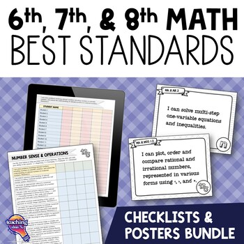 Preview of Grade 6, 7, & 8 MATH BEST Standards BUNDLE I Can Posters & Checklists Florida