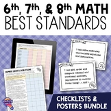 Grade 6, 7, & 8 MATH BEST Standards BUNDLE I Can Posters &