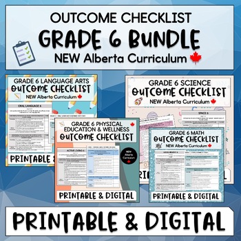 Preview of Grade 6 Alberta NEW Curriculum - Outcome Checklist BUNDLE
