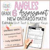 Grade 6 Angles Unit Assessment NEW Ontario Math : E2. Measurement