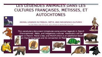 Preview of Grade 6 Animal Legends in French, Métis, and Indigenous Cultures Lesson
