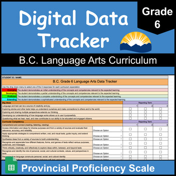 Preview of Grade 6 B.C. Language Arts Student Data Tracker | Proficiency Scale