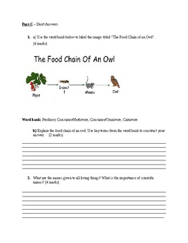 Grade 6 Biodiversity Test (ontario Curriculum) By Ontario Teacher