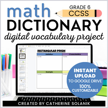 Preview of Grade 6 CCSS Math Dictionary Digital Resource Year-Long Math Vocabulary Project