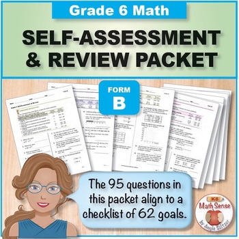 Preview of Grade 6 Form B Math Self-Assessment Packet - 95 Questions { Print & Digital }