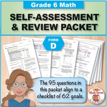 Preview of Grade 6 Form C Math Self-Assessment Packet - 95 Questions { Print & Digital }