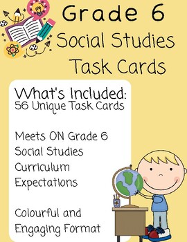 Preview of Grade 6 Canadian Social Studies Task Cards