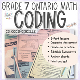 Grade 7 Coding NEW Ontario Math PRINT : Algebra