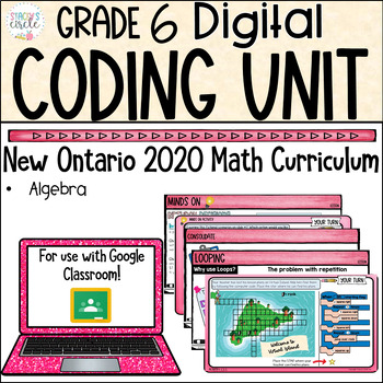 Preview of Grade 6 NEW Ontario Math Coding Digital Google Slides