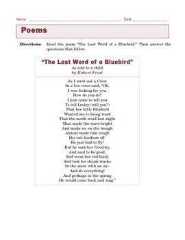Grade 6 Common Core Reading: Poetry - Robert Frost's The Last Word of a ...