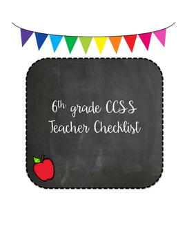 Preview of Teacher Checklist - All CCSS for 6th Grade ELA