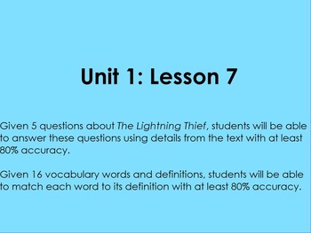 Preview of Lightning Thief- Grade 6 ELA Module 1 Unit 1 Lesson 7