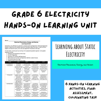 Preview of Grade 6 Electrical Phenomena, Energy and Devices Unit (Electricity)