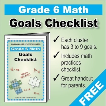 Preview of Grade 6 FREE Checklist of Math Goals with Links to 6th Grade Math Sense Games