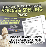 Grade 6 FULL YEAR Vocabulary Test Pack | Latin & Greek Roo