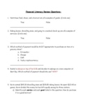 Grade 6 Financial Literacy Review Questions