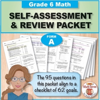 Preview of Grade 6 Form A Math Self-Assessment Packet - 95 Questions { Print & Digital }