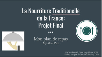 Preview of Grade 6 France Traditional Foods Unit Final Project: Google Slides Meal Plan