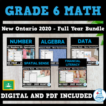 Preview of Grade 6 - Full Year Math Bundle - Ontario New 2020 Curriculum - GOOGLE + PDF!