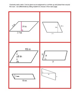 Preview of Grade 6 Geometry task cards