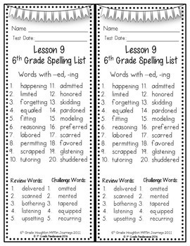 Journeys 6th Grade Spelling Lists (Weekly) aligned with HMH Journeys