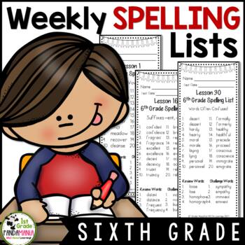Preview of 6th Grade Spelling Lists (Weekly) aligned with HMH Journeys