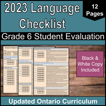 Preview of Grade 6 Language Curriculum Checklist | NEW 2023 Ontario Curriculum | Evaluation