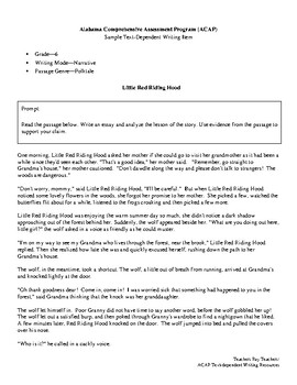 Preview of Grade 6_Little Red Riding Hood_Narrative_ACAP Text-Dependent Writing Prompt_6N.1