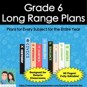 Preview of Grade 6 Long Range Plans - Ontario - Updated Curriculum