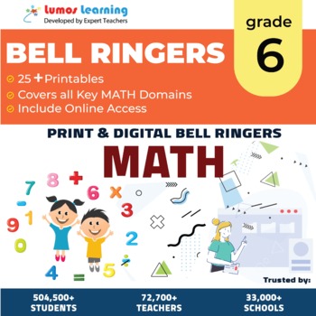 Preview of Grade 6 MATH Bell Ringers - 35+ Printable Bell Ringers - Full Year Bundle