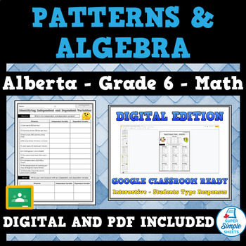 Preview of Grade 6 Math - Alberta - Patterns and Algebra - NEW 2022 Curriculum