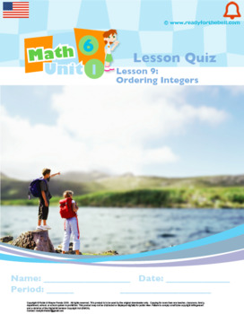 Preview of Grade 6:Math:Decimals,Fractions&Rational:L9:Order Integers Quiz 6.NS.C.5&6