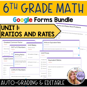 Preview of Grade 6 Math Google Forms - Unit 1: Ratios and Rates