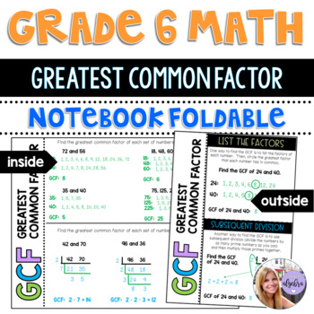 Grade 6 Math - Greatest Common Factor Foldable for Interactive Notebook