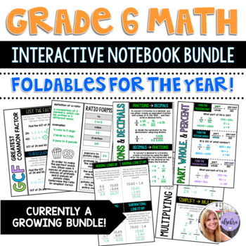 Preview of Grade 6 Math - Interactive Notebook Foldables - Growing Bundle for Entire Year