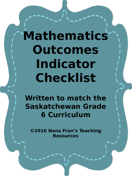 Preview of Grade 6  Math  Outcome Indicators Checklist