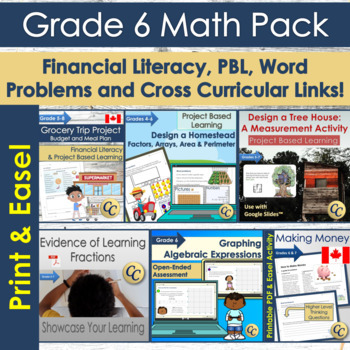 Preview of Canadian Grade 6 Math Bundle | For Print and Easel