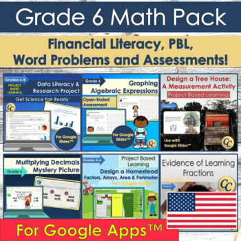 Preview of Grade 6 Math Pack for Google Apps™ | Financial, Data Literacy and PBL